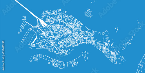 Valokuvatapetti Urban vector city map of Venice, Italy