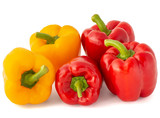 Sweet ripe red and yellow bell peppers for healthy eating and diet