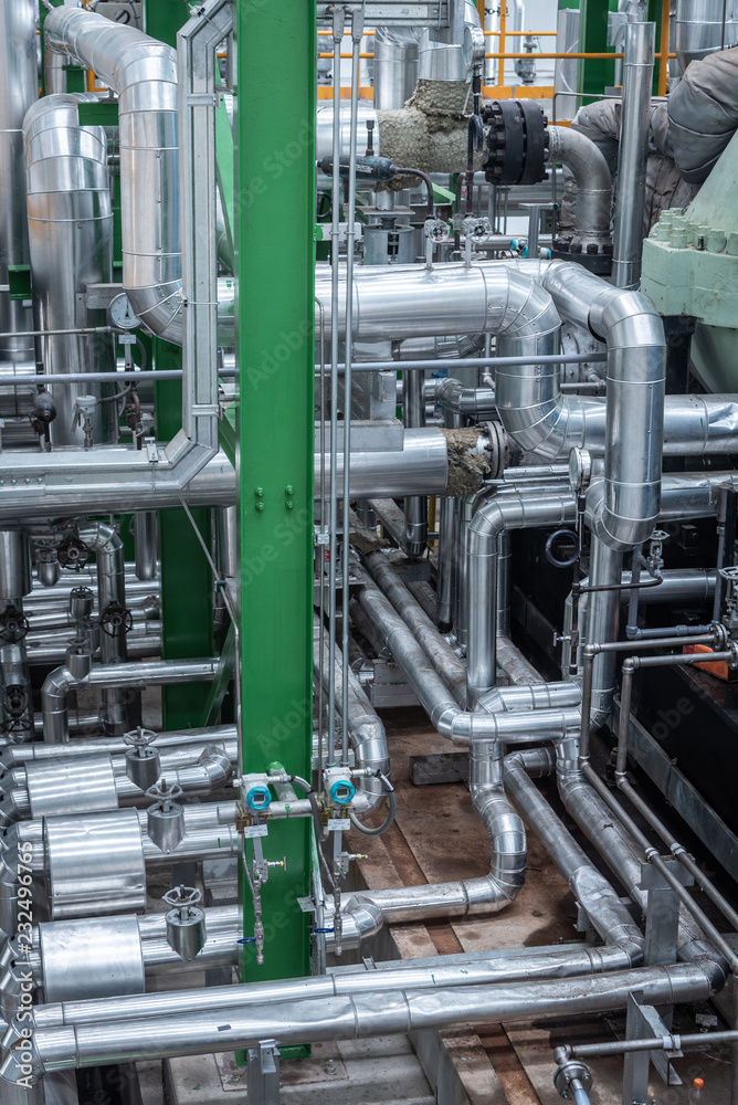 Pipeline and insulation at industrial zone,Pipe of steam at power plant Pipeline and insulation at industrial zone,Pipe of steam at power plant