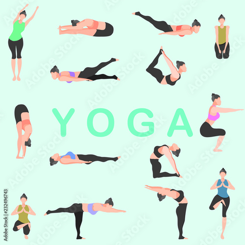 yoga pose fitness girl gym energy vector illustration