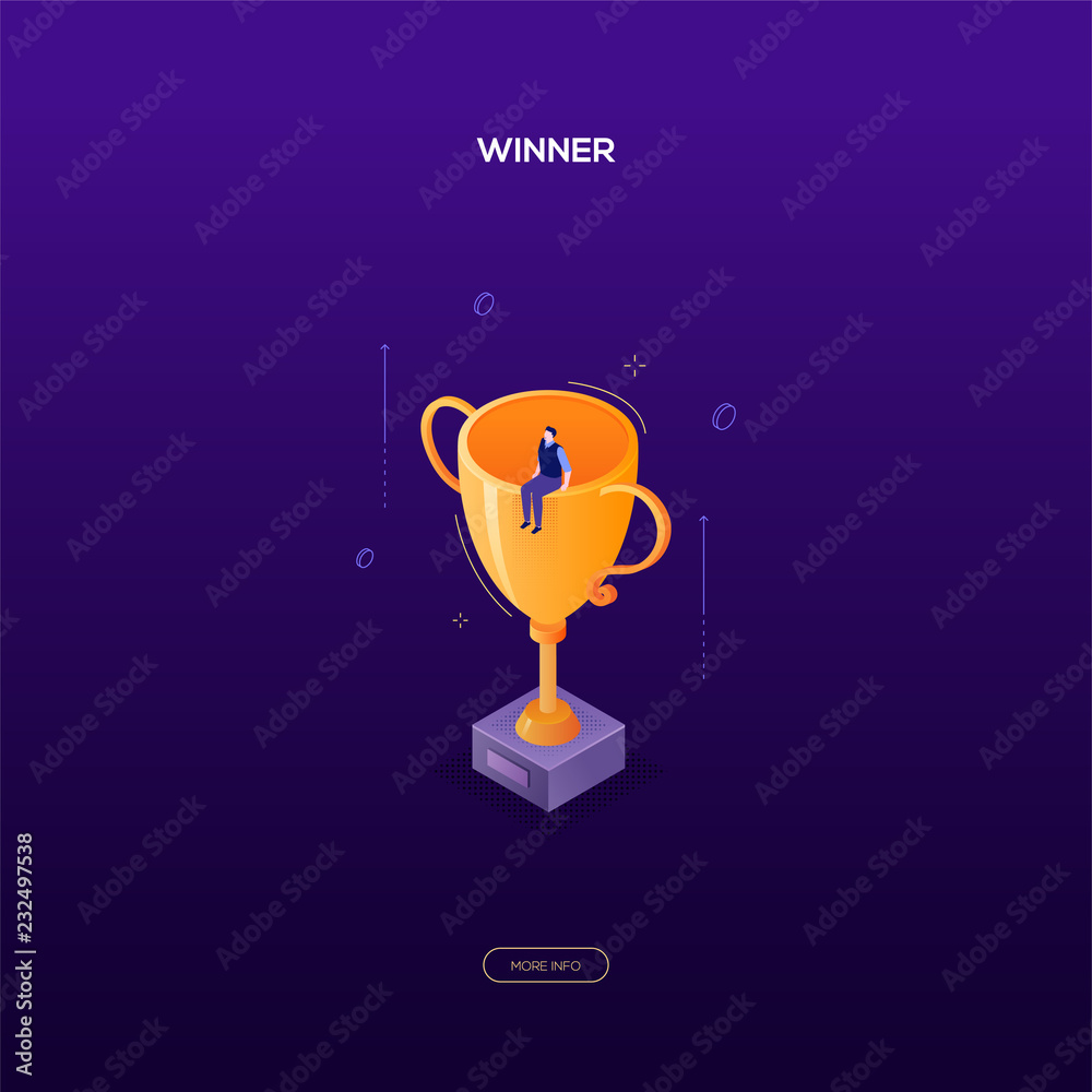 Winner concept - modern isometric vector web banner Winner concept - modern isometric vector web banner
