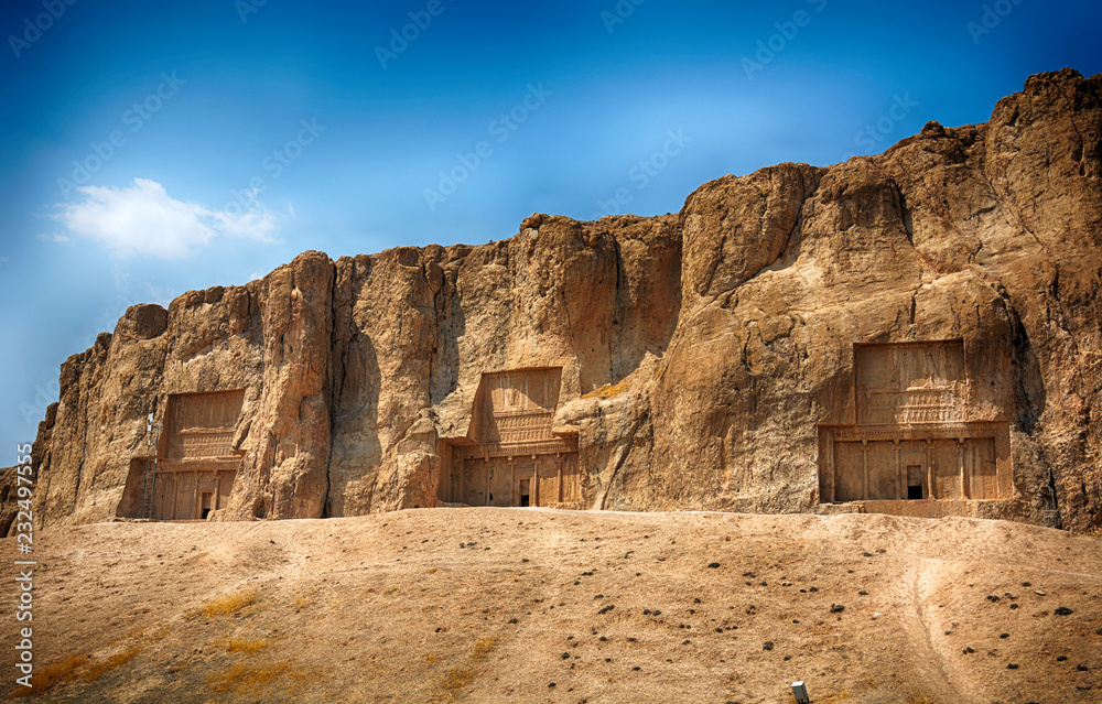 Ancient Persian royal tombs of King Darius and Xerxes, Naqs-e Rostam, Iran