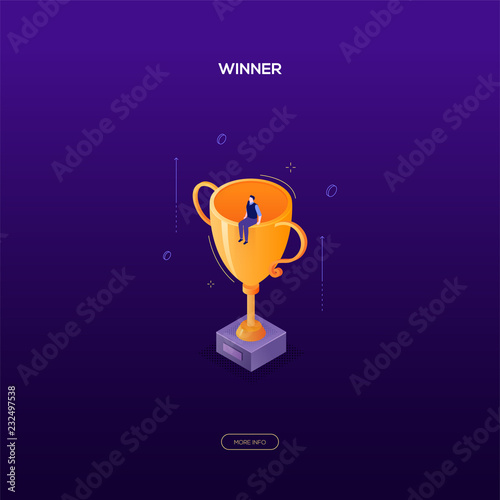 Winner concept - modern isometric vector web banner