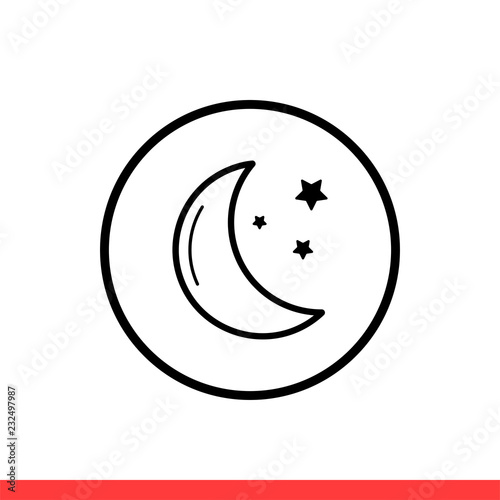 Moon star icon, night symbol. Vector illustration