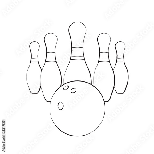 Bowling ball and bowling pins vector illustration