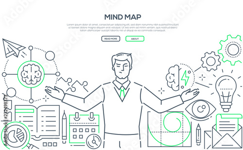 Mind map - modern line design style web banner
