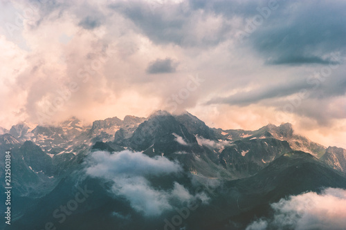 Mountains and stormy clouds Landscape Travel aerial view wilderness nature rainy weather scenery © EVERST