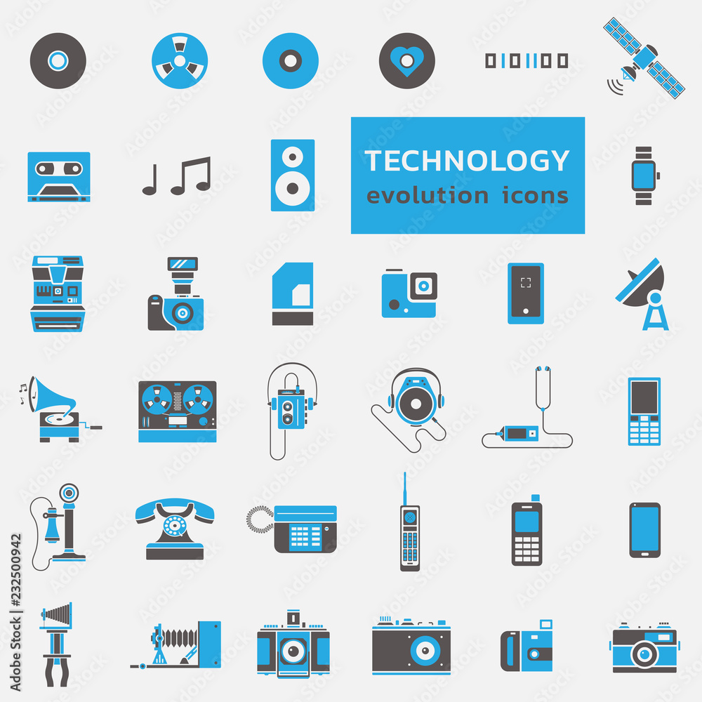 Fototapeta premium Technology evolution icon set