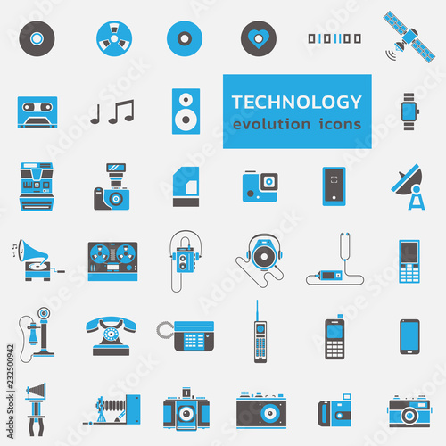 Technology evolution icon set