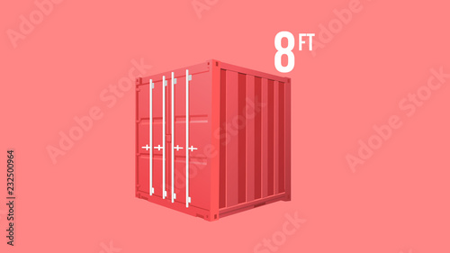 Red Shipping Cargo standard cargo 10 feet Container for Logistics and Transportation Isolated On White Background Vector Illustration Easy To Change
