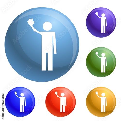 Invalid person group icons set vector 6 color isolated on white background