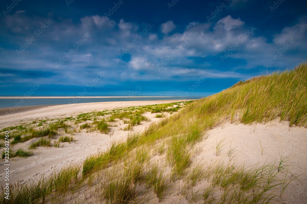 GERMANY, SPIEKEROOG. Lonely beach with dunes on the island of Spiekeroog in the German wadden Sea GERMANY, SPIEKEROOG. Lonely beach with dunes on the island of Spiekeroog in the German wadden Sea