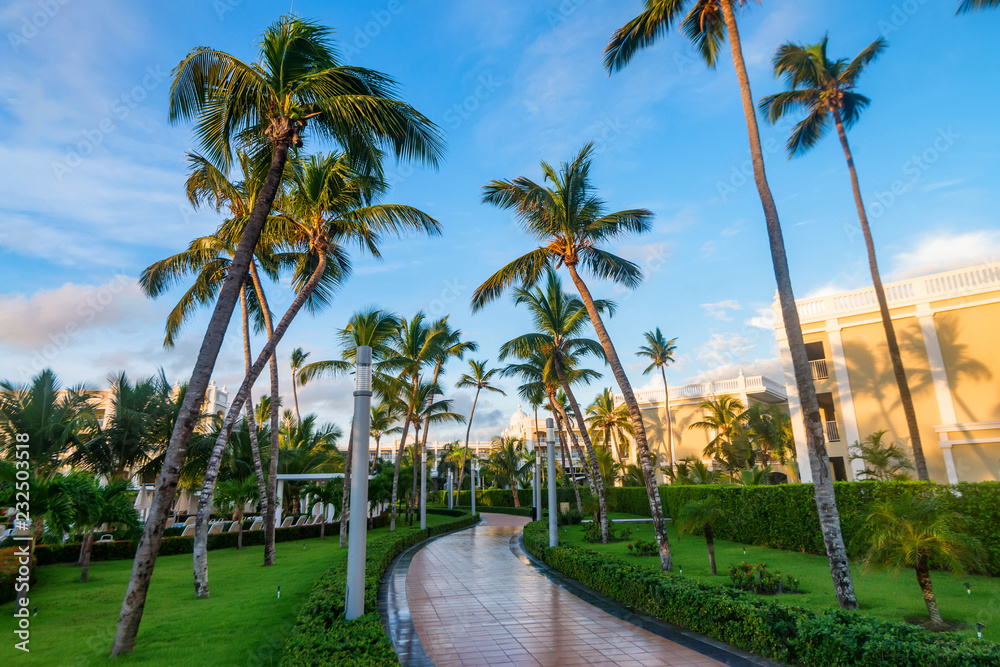Terrace of Luxury tropical hotel in Dominican Republic