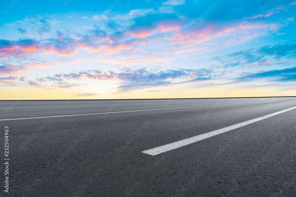 Sky Highway Asphalt Road and beautiful sky sunset scenery Sky Highway Asphalt Road and beautiful sky sunset scenery