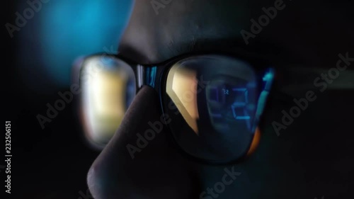 Man With Glasses Working at Night 