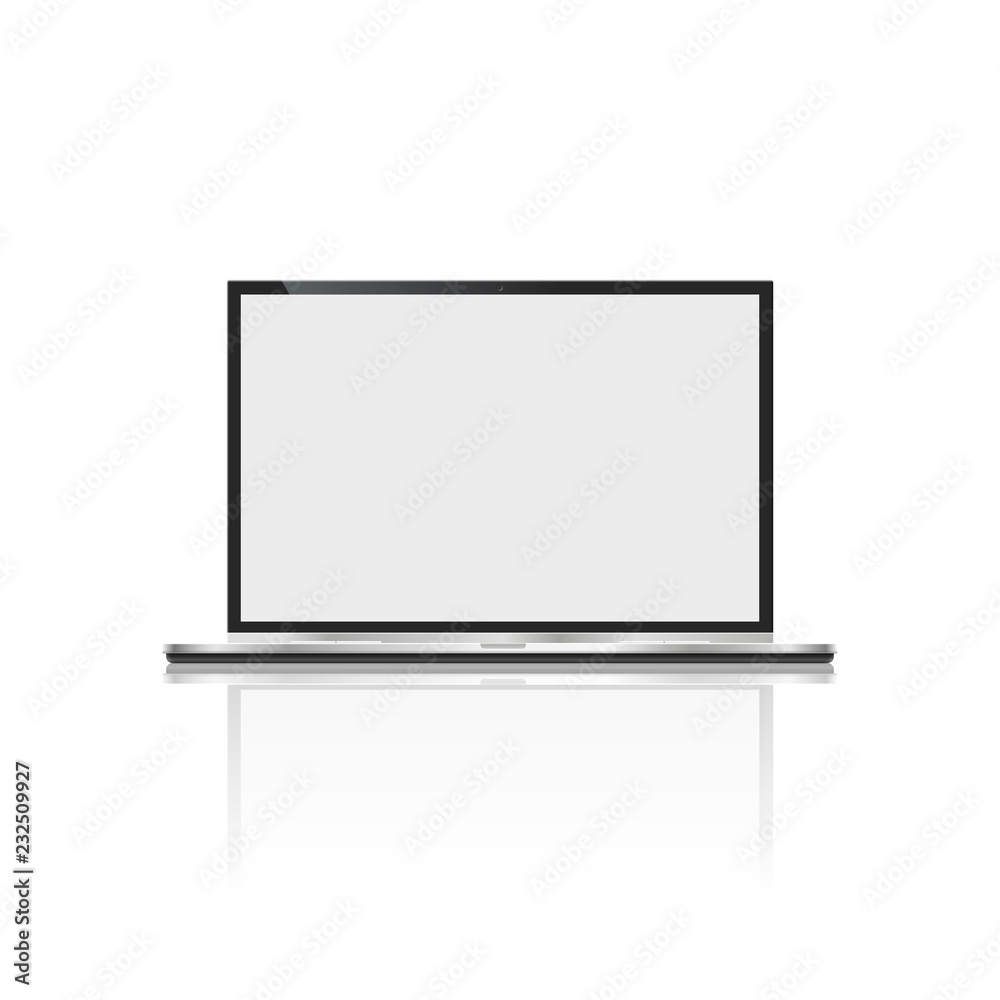 Realistic laptop, isolated on white background. computer notebook with empty screen. blank copy space on modern mobile computer. Realistic laptop, isolated on white background. computer notebook with empty screen. blank copy space on modern mobile computer.