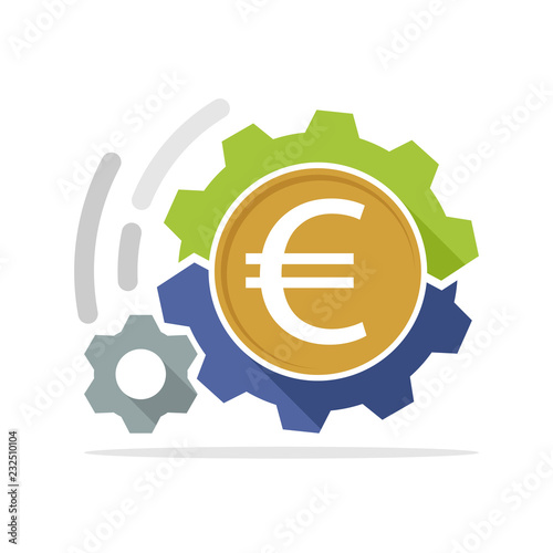 Vector illustration icon with the concept of a money making machine for the euro currency