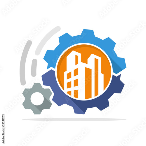 Vector illustration icon with the concept of process management system for the development of construction projects