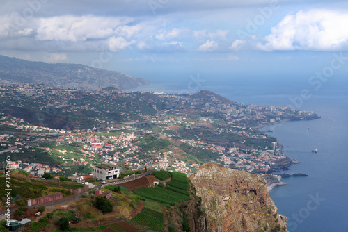 View from Cabo Girao towards Funchal on Portuguese island of Madeira