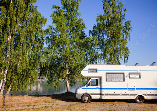 Campervan RV at norwegian camping
