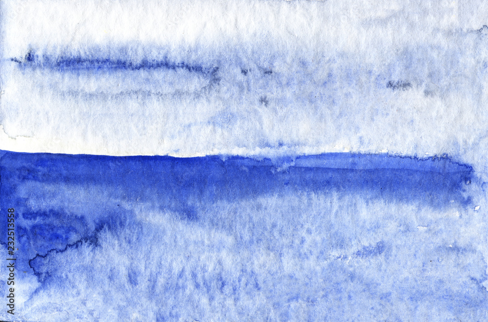Watercolor illustration of a calm blue sea Watercolor illustration of a calm blue sea