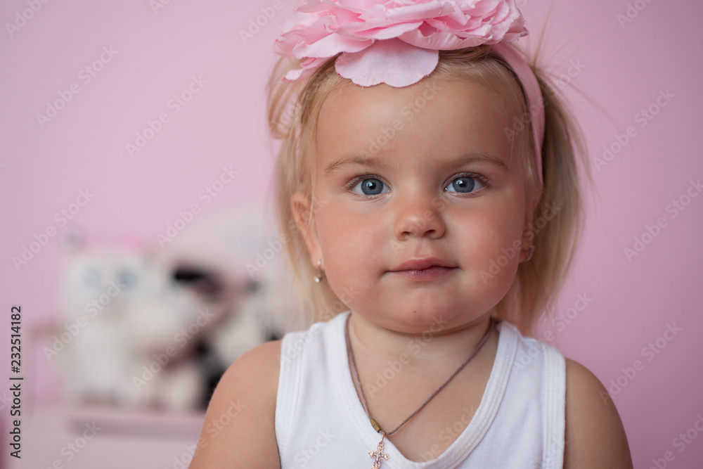 Carefree beauty. Little girl with long hairstyle. Small girl with blond hair. Small child wear hair band. Hair accessory. Toddler hairstyle for girls. Too cute Carefree beauty. Little girl with long hairstyle. Small girl with blond hair. Small child wear hair band. Hair accessory. Toddler hairstyle for girls. Too cute