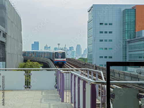Photography Bangkok / Thailand - November 7 2018: The Train coming at BTS Sala Daeng Station