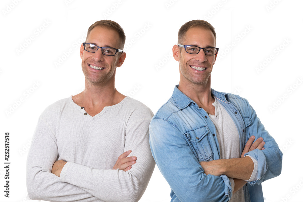 twin brothers smiling and happy twin brothers smiling and happy