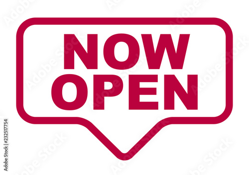 red vector banner now open