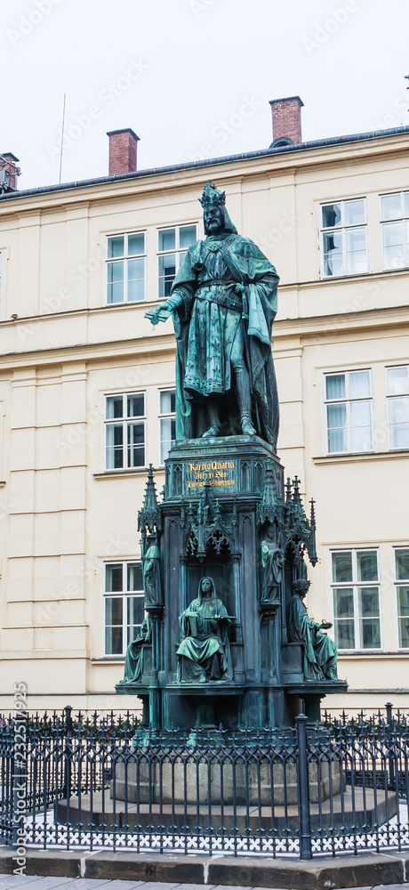 Obraz premium Statue of Emperor Charles IV, the Holy Roman Emperor and King of Bohemia. Square of the Crusaders. Prague, Czech Republic