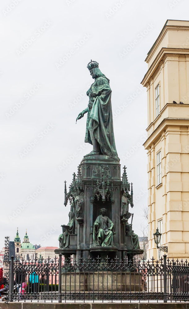 Obraz premium Statue of Emperor Charles IV, the Holy Roman Emperor and King of Bohemia. Square of the Crusaders. Prague, Czech Republic