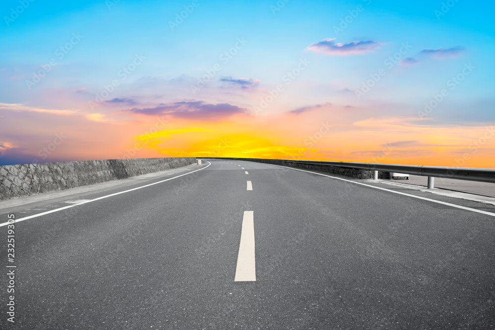 Sky Highway Asphalt Road and beautiful sky sunset scenery Sky Highway Asphalt Road and beautiful sky sunset scenery