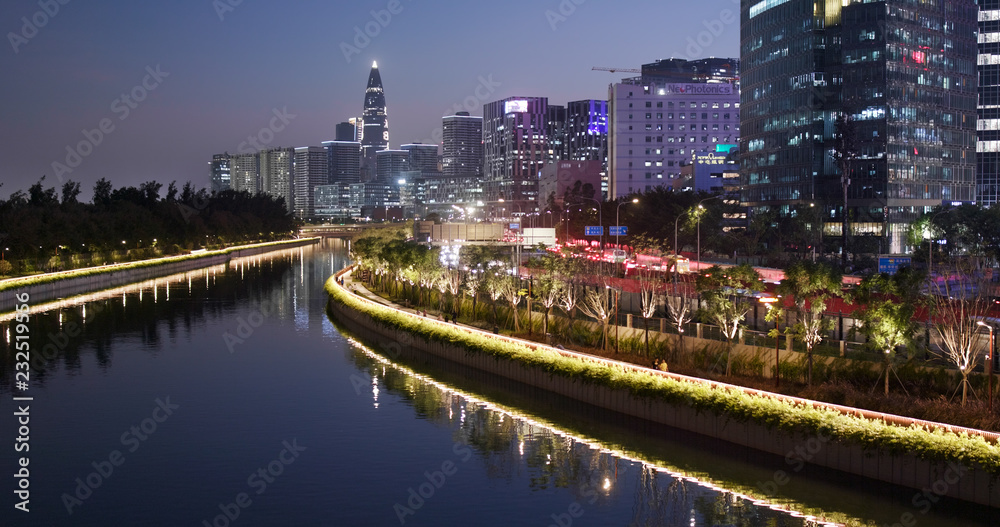 Fototapeta premium Shenzhen city, business district at night