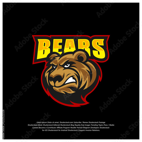 Bear Logo design vector. Modern professional grizzly bear logo for a sport team