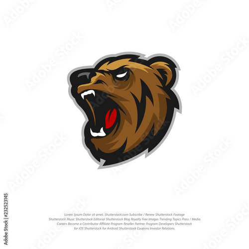 Bear Logo design vector. Modern professional grizzly bear logo for a sport team