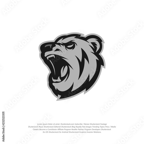 Bear Logo design vector. Modern professional grizzly bear logo for a sport team