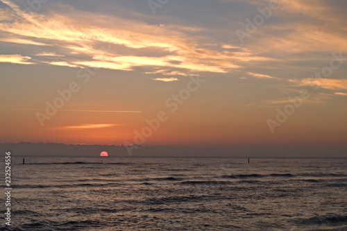 sunrise over the sea,horizon,sun,nature,sky,morning,view,cloud,waves, © Daniele