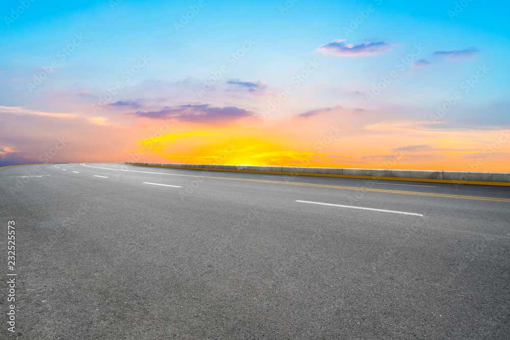 Empty highway asphalt pavement and sky cloud landscape.. Empty highway asphalt pavement and sky cloud landscape..