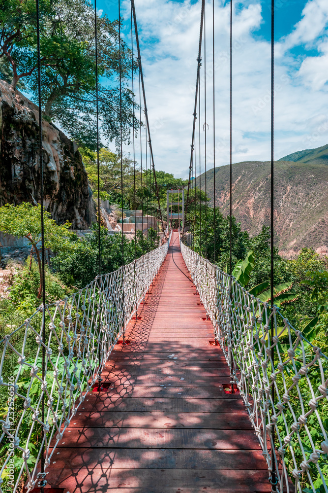 Hanging bridge in Tolantongo, Mexico