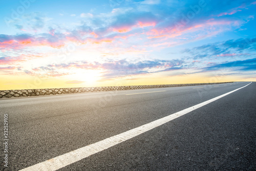 Sky Highway Asphalt Road and beautiful sky sunset scenery