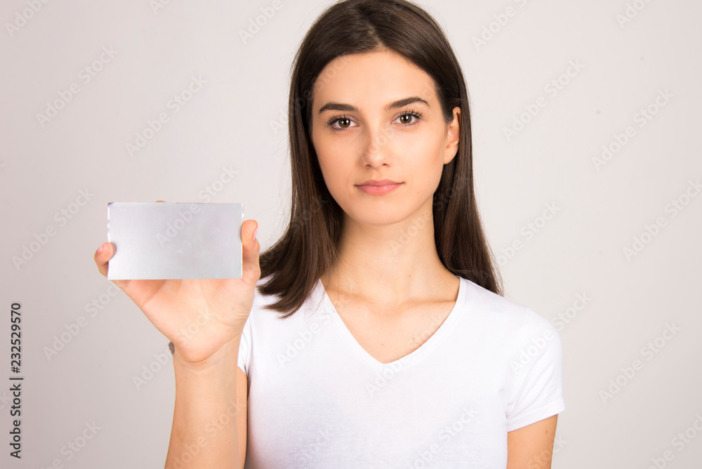 girl with silver vip privilege card girl with silver vip privilege card
