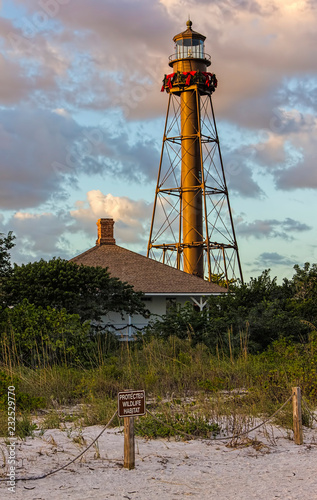 Seasons Greetings Wreath Lighthouse Sanibel Island Florida