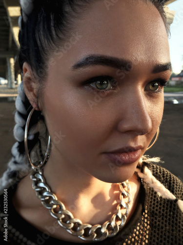 Fashionable woman with kanekalon?hair photo