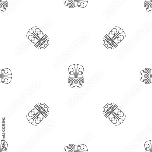 Tiki idol face pattern seamless vector repeat geometric for any web design