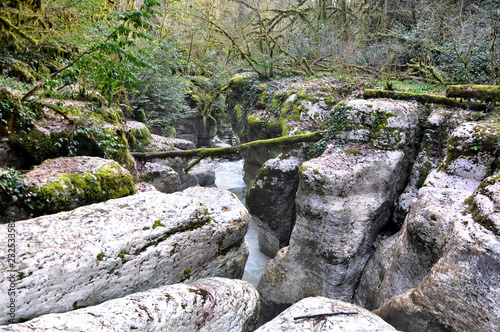 White Cliffs of Canyon on River Vostochnaya Hosta. Sochi, Russia photo