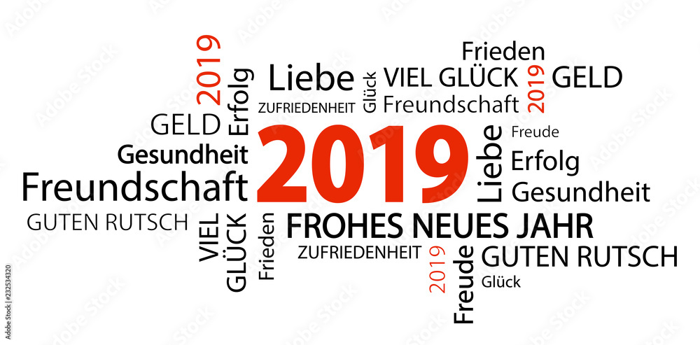 Obraz premium word cloud with new year 2019 greetings