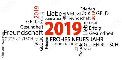 word cloud with new year 2019 greetings