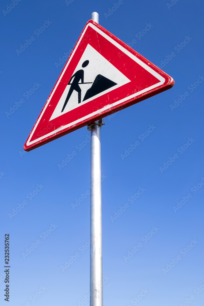 Dutch road sign: roadworks ahead