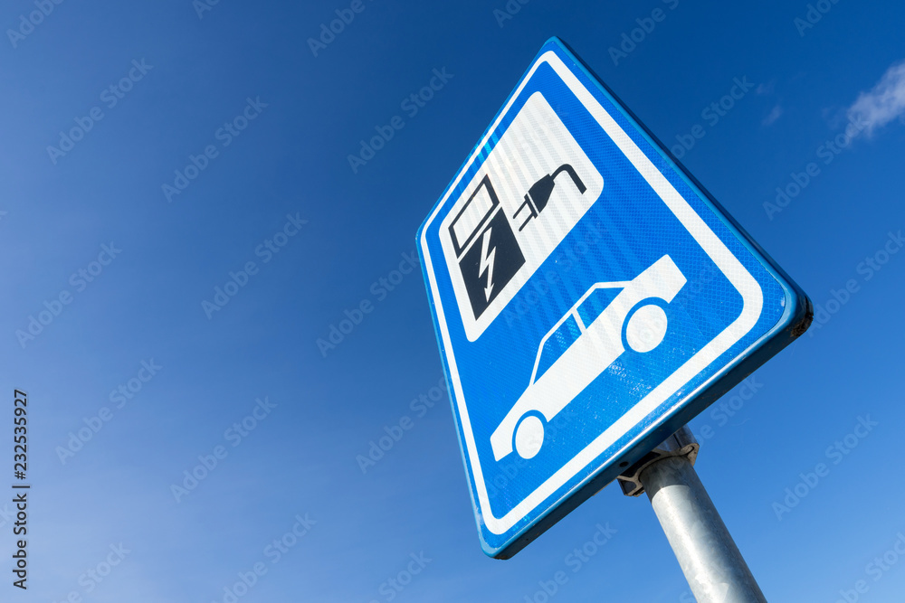 Dutch road sign: electric vehicle charging station Dutch road sign: electric vehicle charging station