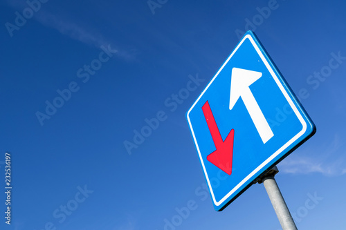 Dutch road sign: priority over oncoming vehicles photo